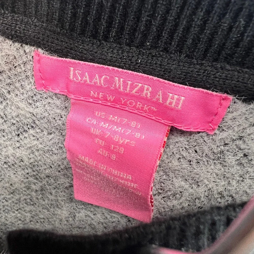 Isaac Mizrahi Kids Girls Houndstooth Sweater‎ Skirt Set Black White Heart Button
